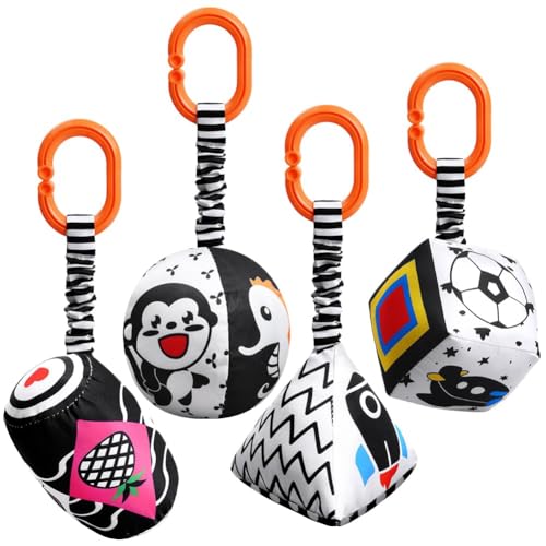Aolso Kinderwagen Spielzeug, 4Pcs hängendes Rasselspielzeug, Kontrast Spielzeug, Sensorisches LernspielzeugBaby-Hängespielzeug, Neugeborenes Autositz-Spielzeug für Jungen und Mädchen Aolso Kinderwagen Spielzeug, 4Pcs hängendes Rasselspielzeug, Kontrast Spielzeug, Sensorisches LernspielzeugBaby-Hängespielzeug, Neugeborenes Autositz-Spielzeug für Jungen und Mädchen von Aolso
