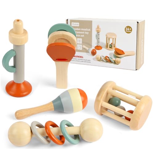 Aolso Montessori Baby Spielzeug, 5pc Holzspielzeug Musikgruppe Spielzeug ab 3 Jahr, Hölzernes Primer Musikinstrumente, Baby Musikspielzeug Sensorisches Training lernspielzeug Aolso Montessori Baby Spielzeug, 5pc Holzspielzeug Musikgruppe Spielzeug ab 3 Jahr, Hölzernes Primer Musikinstrumente, Baby Musikspielzeug Sensorisches Training lernspielzeug von Aolso