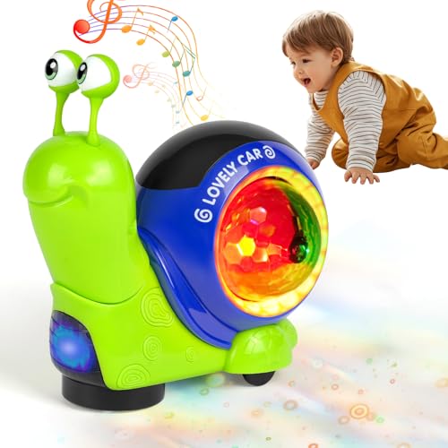 Aolso Musik Baby Krabbel Spielzeug, Lustige Schnecke Krabbel Spielzeug mit Lichter und Musik, Pädagogisches Spielzeug Baby, Tummy Time Toys für Kleinkinder für ab 3 Jahren Junge Mädchen (Grün) von Aolso