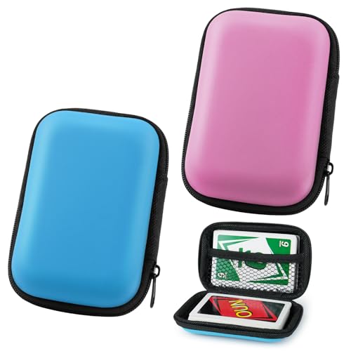 Aolso Praktische Spielkarten-Tasche für UNO, 2pcs Tragetasche für unterwegs, Schützt Karten vor Nässe und Staub UNO-Karte Tragetasche für 10cm x 7cm Karten(Himmelblau/Rosa) von Aolso