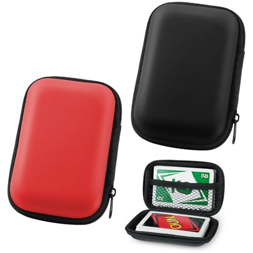 Aolso Praktische Spielkarten-Tasche für UNO, 2pcs Tragetasche für unterwegs, Schützt Karten vor Nässe und Staub UNO-Karte Tragetasche für 10cm x 7cm Karten(Schwarz/Rot) von Aolso