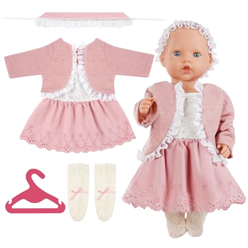 Aolso Puppenkleidungsset, 14–18 Zoll Puppenkleidung, Puppenzubehör passend für 35–45 cm, Babypuppenkleidung mit 1 Kleiderbügel, Geburtstagsgeschenk für Mädchen (Kleid) von Aolso