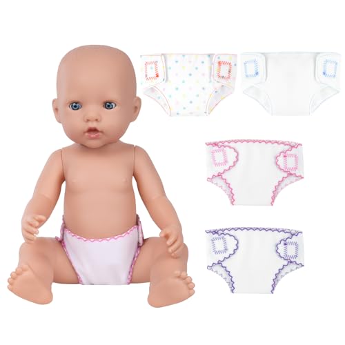 Aolso Puppenzubehör Windel, 4 Stück Puppenzubehör Windel-Babypuppenwindeln, Windeln für Baby Puppen, Babypuppenwindel-Set, wiederverwendbar für mehrere Zwecke (lila/rot/blau/orange) von Aolso