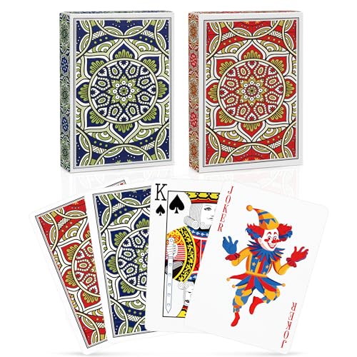 2 Stück Spielkarten Standard Spielkarten Designer Profi Pokerkarten Kartendeck Spielkarten für Familien Kartenspiele Party Texas Holdem Poker Blackjack Euchre Canasta Pinochle-Kartenspiel Casino Grade von Aomaic