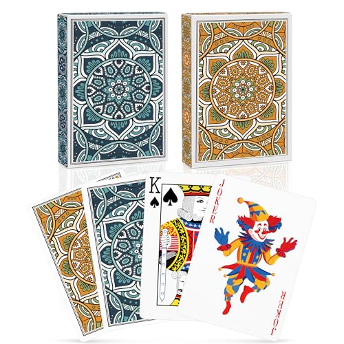 Aomaic Spielkarten 2 Stück Spielkarten Standard Spielkarten Designer Profi Pokerkarten Kartendeck Spielkarten für Familien Kartenspiele Party Texas Holdem Poker Blackjack Euchre Canasta von Aomaic