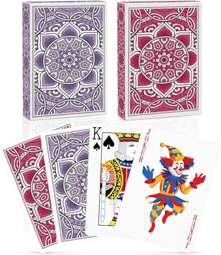 Aomaic 2 Stück Spielkarten Standard Spielkarten Designer Profi Pokerkarten Kartendeck Spielkarten für Familien Kartenspiele Party Texas Holdem Poker Blackjack Euchre Canasta von Aomaic