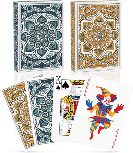 Aomaic 2 Stück Spielkarten Standard Spielkarten Designer Profi Pokerkarten Kartendeck Spielkarten für Familien Kartenspiele Party Texas Holdem Poker Blackjack Euchre Canasta von Aomaic