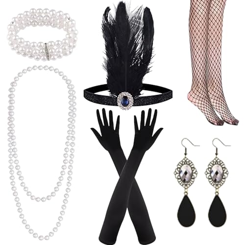 20er Jahre Accessoires, 1920er Accessoires Damen, Gatsby Accessoires Damen, 1920er Jahre Zubehör Set, 20er Jahre Accessoires Damen, 20er Jahre Kostüm Damen, für Karneval Halloween Weihnachten von Aomantic Sarl