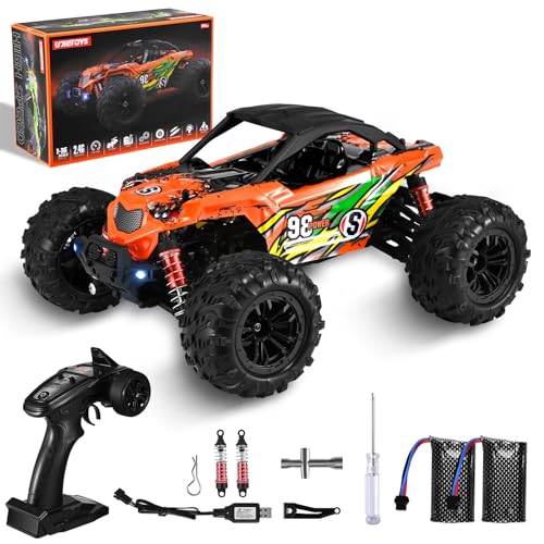 Aomdom Ferngesteuertes Auto 1:16 45 km/h Funkfernsteuerung Monstertruck Buggy 4WD RC Auto RC Monster Truck mit 2 wiederaufladbaren Batterien für Jungen und Erwachsene von Aomdom