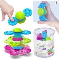 3 Stück Tierdruck Saugnapf Spielzeug Baby, Saugnapf Spielzeug Kinder von Sicheres Silikonmaterial, Adsorbierbar und Drehbar Spinner Baby, Fidget Spinner Baby mit Glocke von Aomhrek