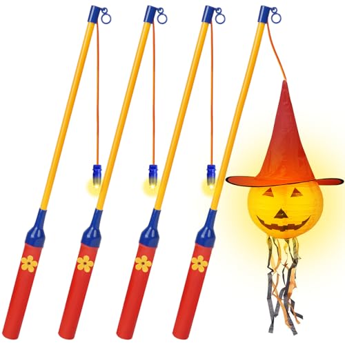 Aomig 4 Pcs Laternenstäbe mit LED Kinder Elektrischer Geschenke Laternenstab Gelbes/Rot Licht Laterne Zauberstäbe Kindergarten Halloween St Martin Karneval Party Kostümparty Weihnachten Neujahr (40cm) von Aomig