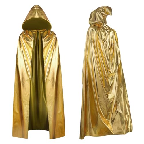 Aomig Gold Vampir Umhang Jedi Mantel Mittelalter Umhang mit Kapuze für Erwachsene Unisex Scream Kinder Cape Kostüm Damen Halloween Costume Maskerade Familienfeier Herren Karneval Cosplay-150cm Aomig Gold Vampir Umhang Jedi Mantel Mittelalter Umhang mit Kapuze für Erwachsene Unisex Scream Kinder Cape Kostüm Damen Halloween Costume Maskerade Familienfeier Herren Karneval Cosplay-150cm von Aomig