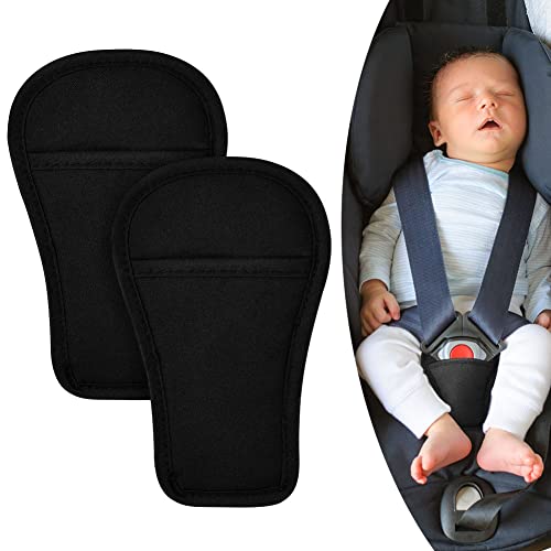 Aomig Gurtpolster Kinder, 2 Pads Set Gurtschutz Auto Sicherheitsgurt Schulterpolster, Schwarz Universal Gurtschoner & Gurtpolster Gurtbezüge für Babyschale, Kinderwagen, Buggy & Autositz von Aomig