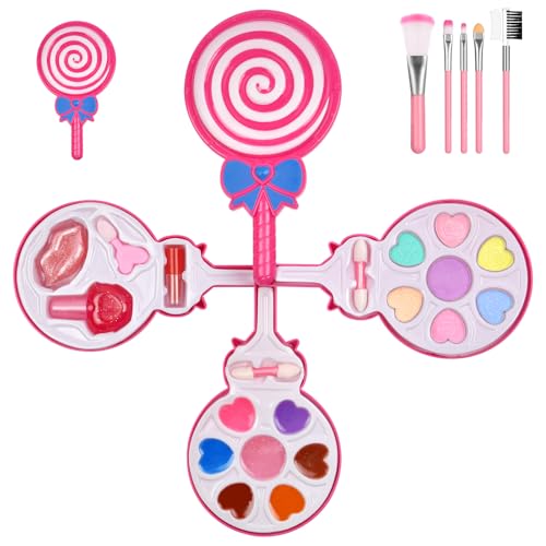 Aomig Kinderschminke, 20-Teiliges Kinderschminke Set Schminkkoffer Make Up, Waschbares Sicheres Ungiftiges Schminkset Spielzeug Mädchen, Geeignet Weihnachten, Geburtstag, Karnevalsgeschenke Kinder von Aomig