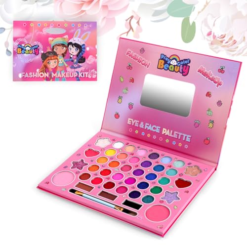 Aomig Kinderschminke, 41 Farben Kinderschminke Set Schminkkoffer Make Up, Waschbares Sicheres Ungiftiges Schminkset Spielzeug Mädchen, Geeignet Weihnachten, Geburtstag, Karnevalsgeschenke Kinder Girl von Aomig