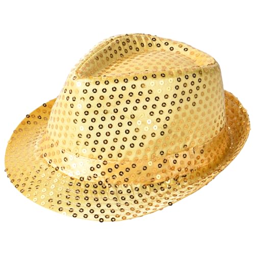 Aomig Paillettenhut Herren, Glitzer Partyhüte Kopfbedeckung, Erwachsene Unisex Narrenkappe für Disco Glitzer Kostümzubehör Kostüm Karneval Mottoparty(Gold) von Aomig