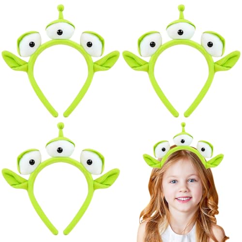 Dreiäugiges Stirnband, dreiäugiges Alien-Stirnband, Alien-Ohren, Shrek-Stirnband, Kostüm, lustige Kopfbedeckung, Cosplay-Kostüme, Zubehör für Kinder und Erwachsene, Gesichtsreinigung, Make-up von Aonuily