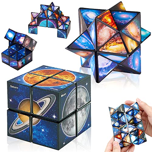 Magic Cube Sternenwürfel Zauberwürfel-Set, 2 in 1 Sternenklarer Himmel Zauberwürfel Infinity Verwandlungswürfel Magische Puzzle Spielzeug für Kinder und Erwachsene von Aonuily