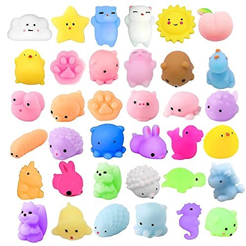 Squishies Kawaii 36 Stück Soft Silikon Spielzeug Anti-Stress Squeeze Mini Squishy Tierspielzeug Squishy Slow Rising Stressabbau von Aonuily