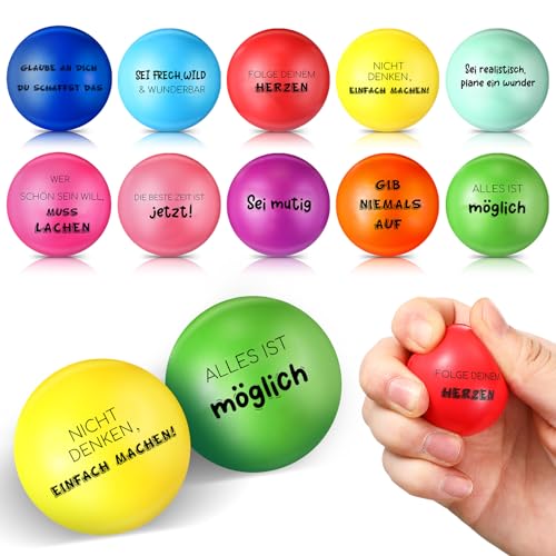 Aoriher 20 Motivierende Stressbälle Bunte Schaum Stressabbau Bälle Inspirierende Stressabbau Bälle Kleine Antistressball mit Inspirierenden Sprüche Hand Übungen Kugeln Quetschen Entspannung Spielzeug von Aoriher