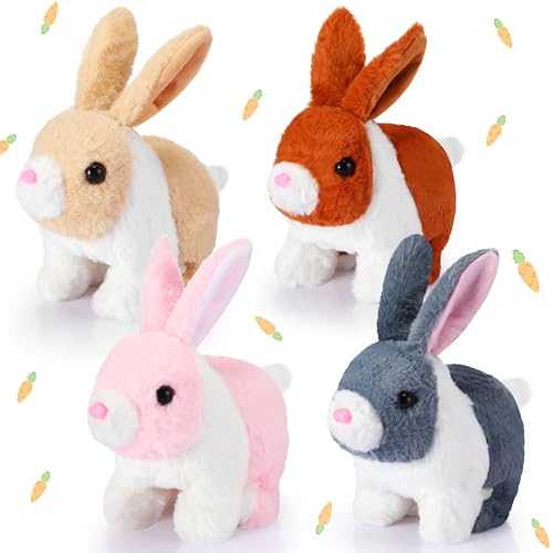 Aoriher 4 Stück Plüschtier 7 Zoll Kaninchen Stofftier Hase Haustier Spielzeug Plüsch Kaninchen Plüschtier Kuscheltier, 4 Stile (Kurzhaariges Kaninchen) von Aoriher