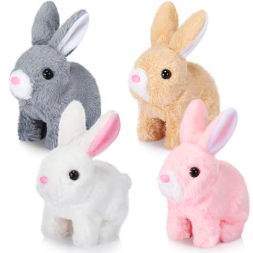 Aoriher 4 Stück Plüschtier 7 Zoll Kaninchen Stofftier Hase Haustier Spielzeug Plüsch Kaninchen Plüschtier Kuscheltier, 4 Stile (Langhaariges Kaninchen) von Aoriher