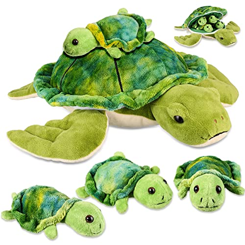 Aoriher Kuscheltier Schildkröte 12 Zoll mit 4 Stücke Kleine Plüsch Weicher Meer Stofftier Mini Spielzeug Dekokissen für Geburtstag Dekoration von Aoriher