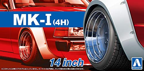 14 Zoll Mark MK-I 4H Felgen & Reifen Set 1:24 Model Kit Bausatz Aoshima 053874 von Aoshima