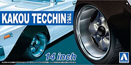 Aoshima 14 Zoll Kakou Tecchin Type-3 Felgen & Reifen 1:24 Model Kit Bausatz 054697 von Aoshima