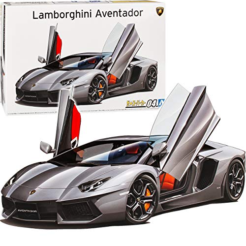 Aoshima Lamborgihini Aventador Coupe Grau Ab 2011 Kit Bausatz 1/24 Modell Auto mit individiuellem Wunschkennzeichen von Aoshima