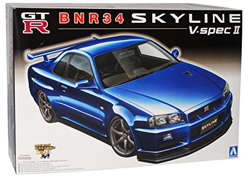 Aoshima Nisan Skyline R34 GT-R Blau BNR34 V-Spec 2 Tuning 1998-2002 Kit Bausatz 1/24 Modell Auto Modell Auto von Aoshima