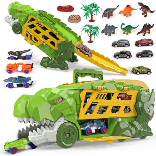Aoskie Dinosaurier Spielzeug LKW für Jungen ab 3 4 5 6 7 8 Jahren, 2-in-1 T-Rex Transporter Auto, Spielzeugtruck mit 6 Rückzieh-Dinoautos & Dinofiguren, Geschenk für Kinder Aoskie Dinosaurier Spielzeug LKW für Jungen ab 3 4 5 6 7 8 Jahren, 2-in-1 T-Rex Transporter Auto, Spielzeugtruck mit 6 Rückzieh-Dinoautos & Dinofiguren, Geschenk für Kinder von Aoskie