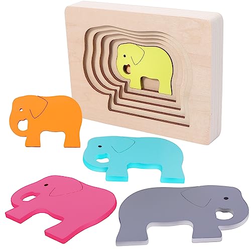 Aosmeol Schichtenpuzzle,Lagen-Puzzle,Holzpuzzle für Kinder,Steckpuzzle Holz,5-teiliges Holzpuzzle Holzspielzeug,Lagenpuzzle,Steckpuzzle Lernspielzeug für Kinder und Baby von Aosmeol