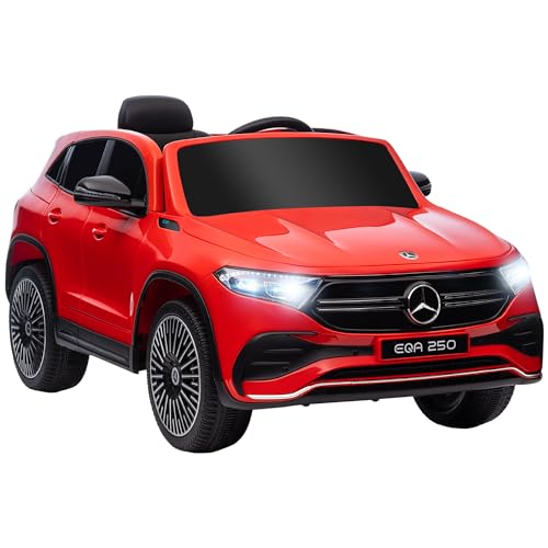 HOMCOM Kinder-Elektroauto 3-8 Jahre mit Mercedes Benz EQA 12V Lizenz, Kinderauto mit Fernsteuerung, Scheinwerfer und Hupe, 111,5x69x52,5 cm, Rot und Schwarz von Aosom Italy