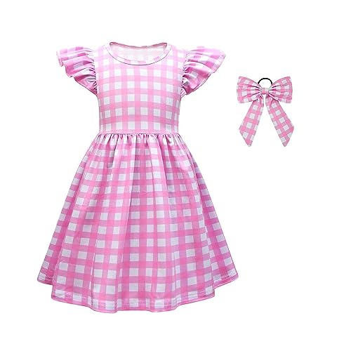 Rosa Prinzessinnen-Kostüm für Mädchen, Kleid mit Zubehör, 4–10 Jahre (D, 8–9 Jahre) von Aotekids