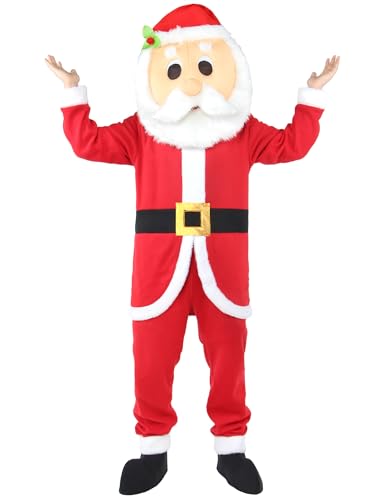 Aotiooy Weihnachtsmann-Kostüm für Herren, niedliches Weihnachtsmann-Maskottchen-Kostüm, Erwachsenen-Anzug, professionelles Weihnachtsmann-Cosplay-Outfit von Aotiooy