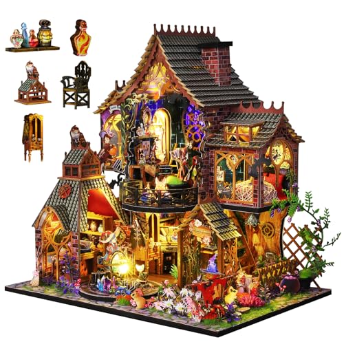 Aoykkii DIY Book Nook Puppenhaus Kit,Zauberwaldhaus DIY Miniatur Haus Kit mit LED Leuchten,DIY Miniatur Puppenhaus Bücherregal Dekor,für Erwachsene Jugendliche von Aoykkii