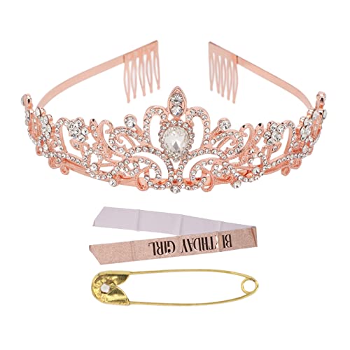 Apexare Kronen-Tiaras für Frauen, Glitzer-Prinzessin-Stirnband, Geburtstagskronen-Set, Gold-Rose-Brautaccessoires, Partydekorationen, für Hochzeiten, Bräute, besondere Anlässe von Apexare