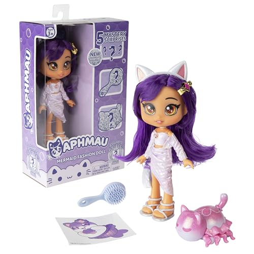 Aphmau Modepuppe & Zubehör Meerjungfrau, 5 Mystery Surprise Toys, Exklusive Glitter MeeMeows Minifigur, offizieller Merch von Aphmau