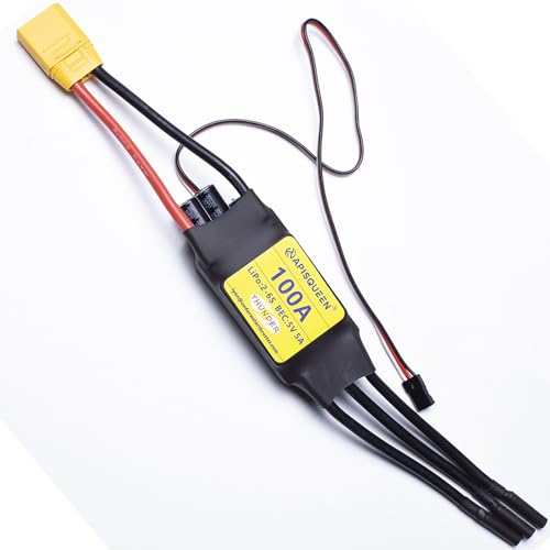 APISQUEEN 100 A RC bürstenloser Motor Elektrischer Geschwindigkeitsregler ESC 2-6S 5 V/6 V/7,4 V 5 A BEC mit XT90 & 4,0 mm Stecker für Unterwasser-Thruster RC Flugzeug, RC Boot von ApisQueen