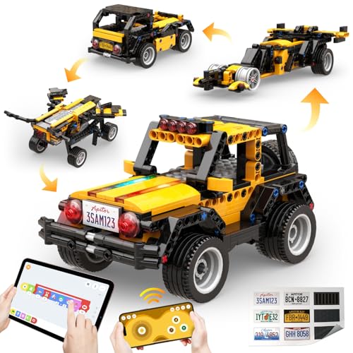 Apitor Robot R Programmierbarer Roboter für Kinder, 4-in-1 Off-Roader-Spielzeugauto Bausatz, App-Ferngesteuerter Auto, pädagogisches Programmiergeschenk für Jungen und Mädchen 6-12 Jahren (300 Stück) von Apitor