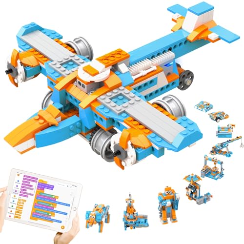 Apitor Robot S - 10-in-1 Programmierbarer Spielzeug für Kinder, STEM Flugzeug Spielzeug zum Programmieren und Lernen mit Scratch,Spielzeug mit App-Fernbedienung, Geschenke für Kinder ab 8 Jahre von Apitor