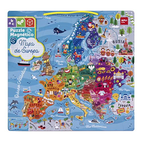 Apli Europe APLI Kids 19246 Magnetpuzzle Europakarte – 45 Magnete zum Erlernen der europäischen Geographie – für Kinder ab 5 Jahren, Europa von APLI Kids