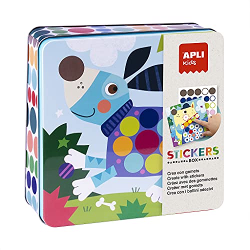 APLI Kids 18814 – Set mit bunten Gummibändern in Metallbox, Modell Hunde von APLI Kids