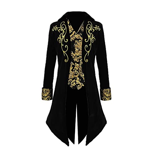 Apocrypha Herren Mittelalter Steampunk Frack viktorianischer Prinz Jacke Gehrock, Schwarz, XXL von Apocrypha