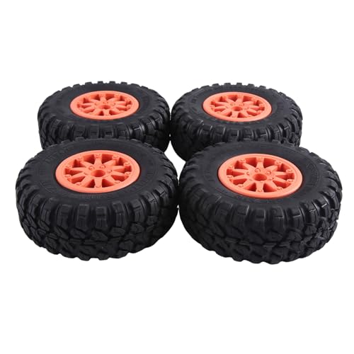 Aposous 4 Stück 118 X 44 mm 2,2 Gummireifen und Beadlock-Felgenteile Aus Kunststoff, Zubehör für 1:10 RC Rock Crawler Axial SCX10 RR10 RC Auto Orange von Aposous