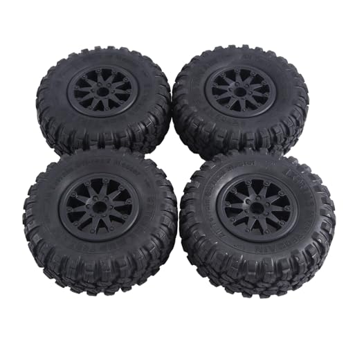 Aposous 4 Stück 118 X 44 mm 2,2 Gummireifen und Kunststoff-Beadlock-Felgen-Ersatzteile für 1:10 RC Rock Crawler Axial SCX10 RR10 RC-Car Schwarz von Aposous