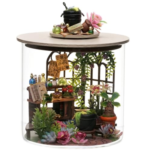 Aposous DIY Buchnischen-Kits für Erwachsene: Miniatur-Haus-Kit 3D-Puzzle Miniatur-Modell-Kits - Holzpuppenhaus - für Sammler, Magic Garden DIY von Aposous