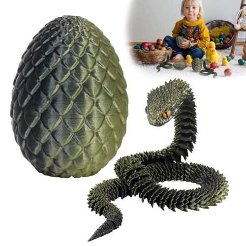 Applysu 3D Gedrucktes Schlangenei 3D Gedrucktes Bewegliches Flexibles Schlangenei, Mini Zappeltiere, Spielzeug, Schlangenstatue, Wohndekoration FüR Schreibtisch, Regal von Applysu