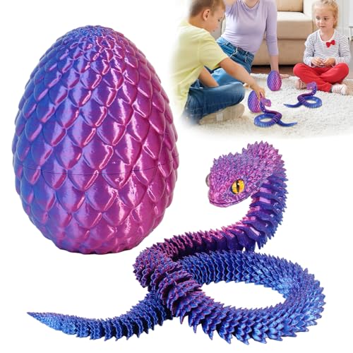 Applysu 3D Gedrucktes Schlangenei 3D Gedrucktes Bewegliches Flexibles Schlangenei, Mini Zappeltiere, Spielzeug, Schlangenstatue, Wohndekoration FüR Schreibtisch, Regal von Applysu